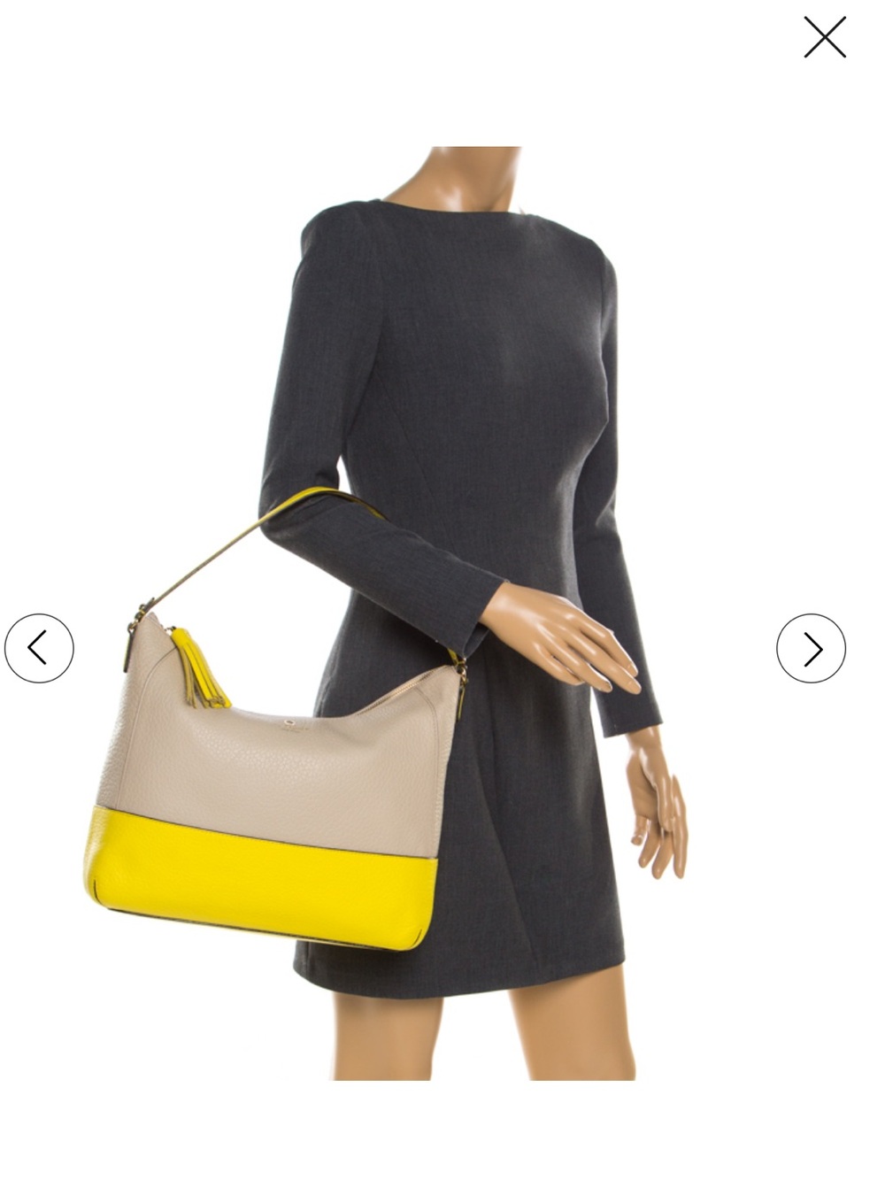 Kate Spade Two-Tone Yellow and Light Gray Leather Shoulder Bag